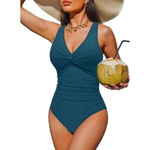 Holipick Women Green Tummy Control One Piece Push Up Bathing Swimsuit